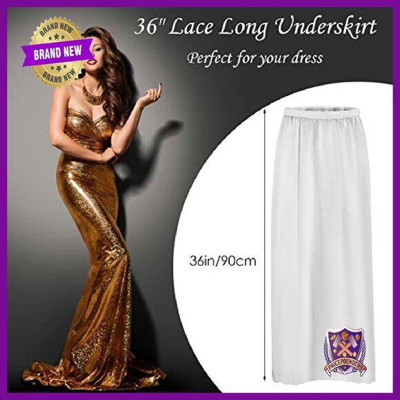Satin Half Slip with Lace Trim for Under Dresses, Multiple Sizes Available - Picture 3 of 8
